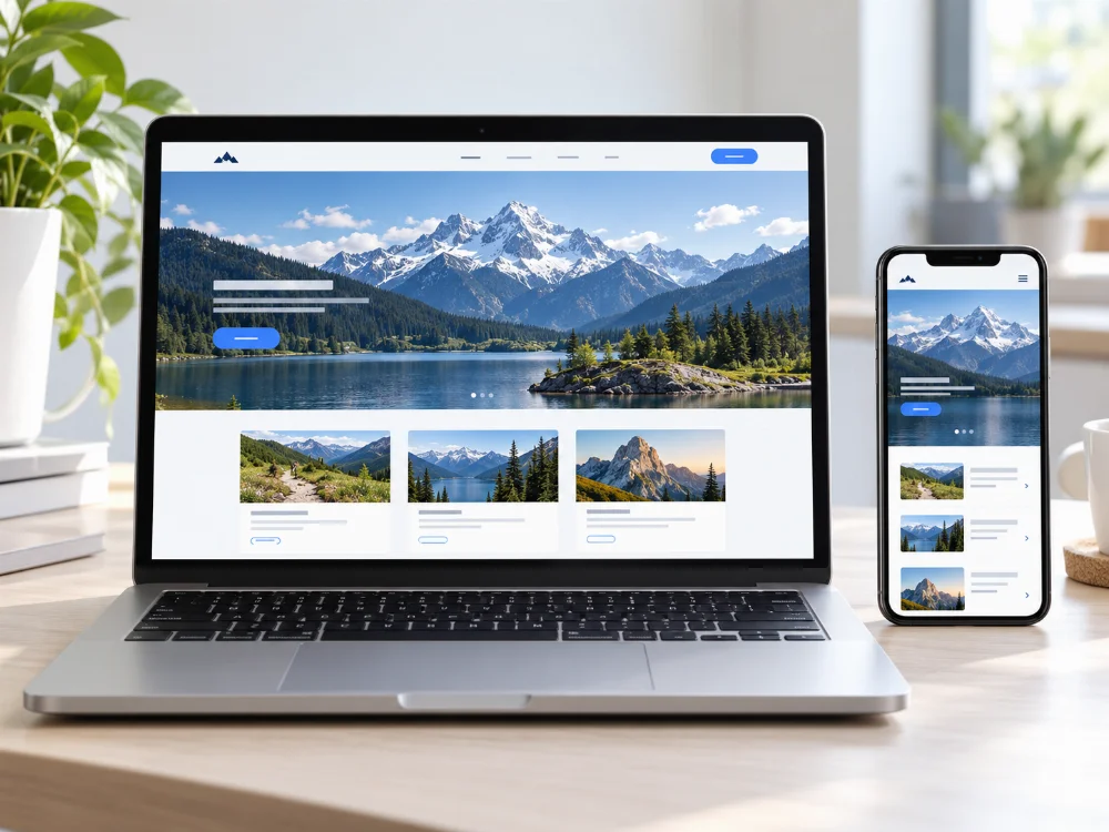A responsive website displayed on a laptop and phone.